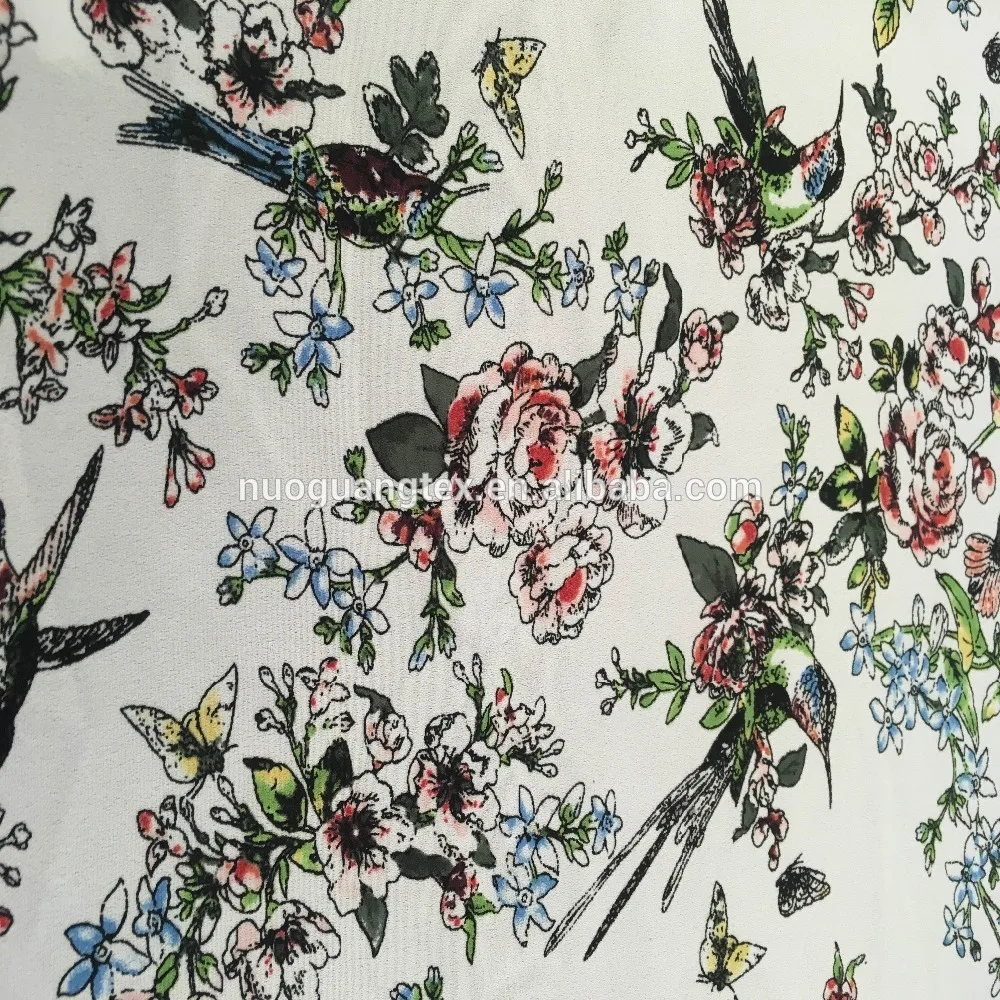 birds print design polyester dobby crepe /SS19 polyester printed dobby crepe /120GSM polyester printed moss crepe