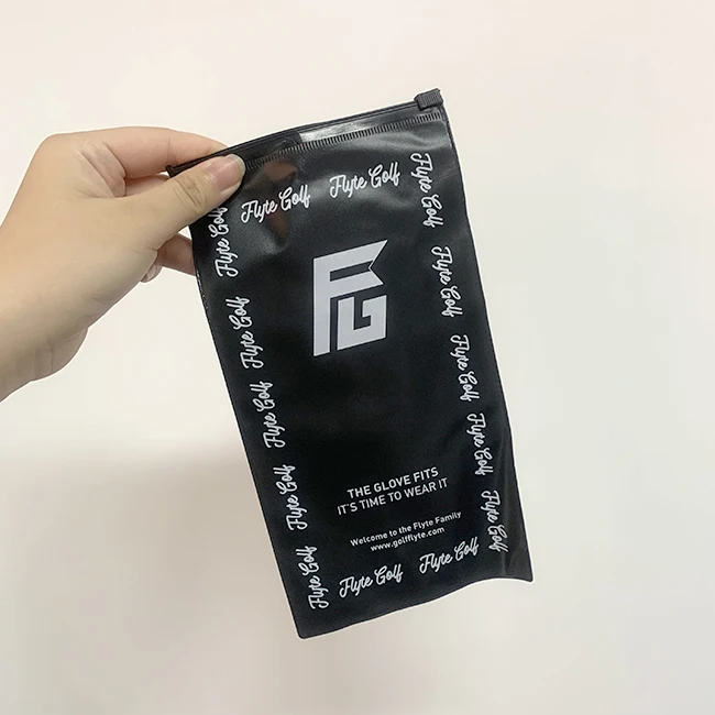 Custom Logo Biodegradable Clothes Zip Bag Cpe Transparent Matte Black Frosted Zipper Bags For Clothing Packaging
