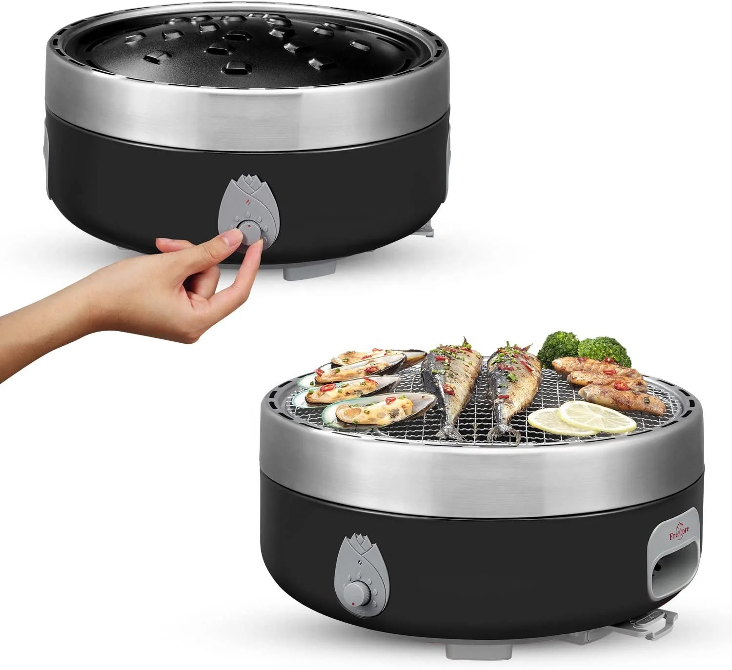 Above 5 People Household Stainless Steel Electric Charcoal Grill with Non-Stick Grill Net