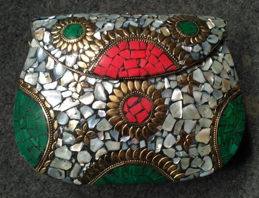 Brass Metal Doted  Evening Stylish Clutch Bag