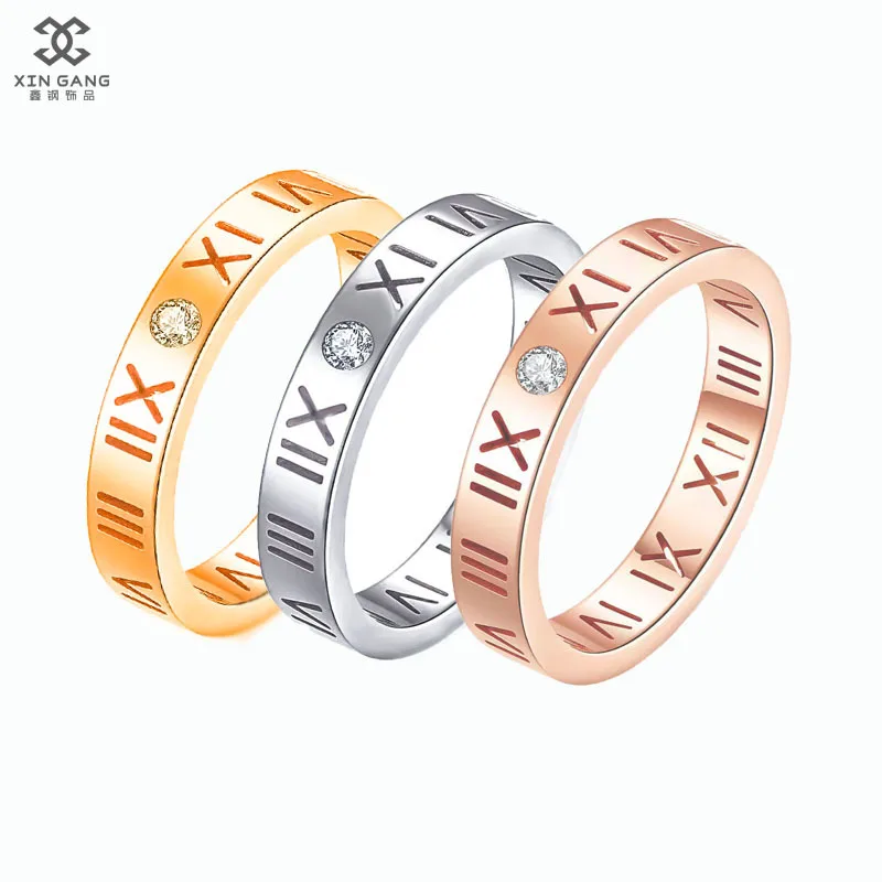 Высококачественное кольцо из полированной титановой стали 14k позолоченные женские кольца с бриллиантами