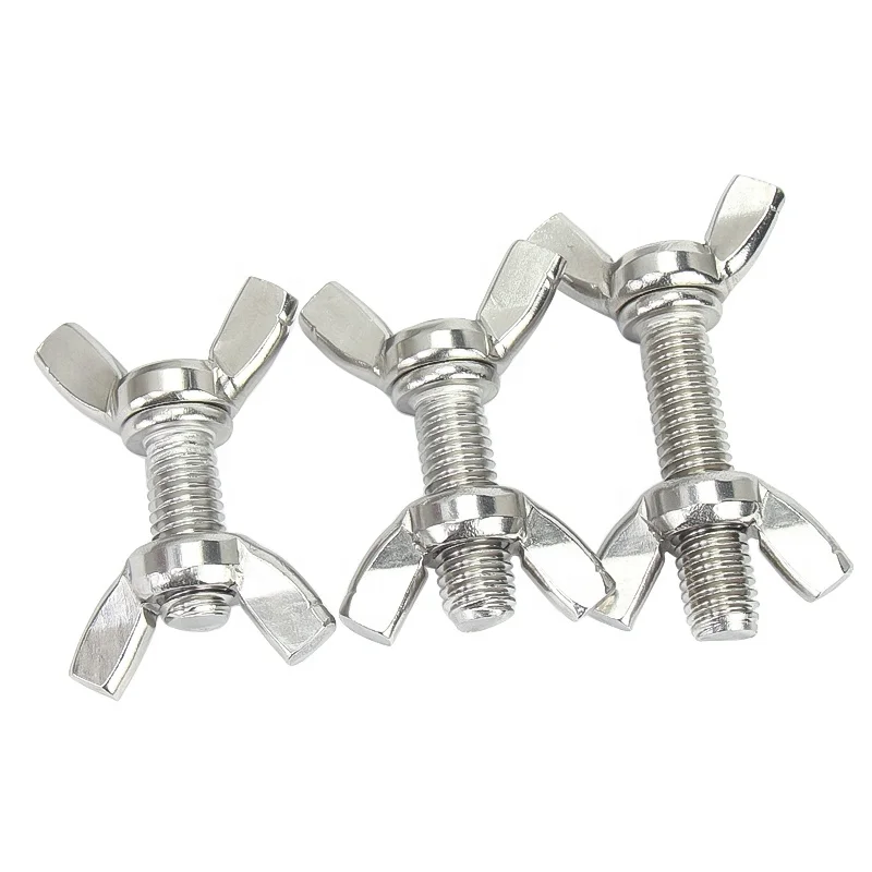 304 Stainless Steel Butterfly Screw and Nut Set Standard Factory Wholesale with Plain Finish