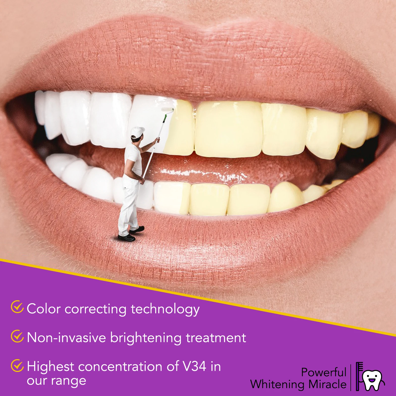 ELAIMEI 60ml Oral Hygiene Remove Stains Toothpaste Foam Color Corrector V34 Teeth Whitening Mousse for Daily Dental Care