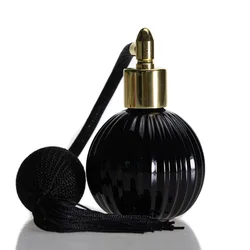 Wholesale Perfume Bottle Spray Watermelon Embossed Fragrance Oil  50ml Black Perfume Bottle With Pump