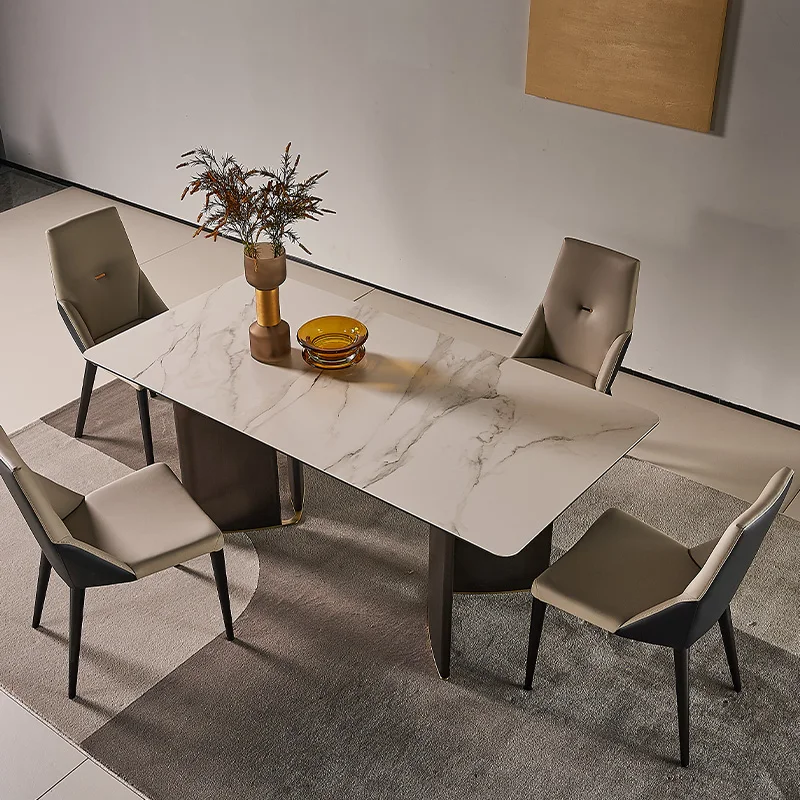 Hot wholesale slate top dining room sets 8 chairs table restaurant furniture luxury dining tables and chairs set for home