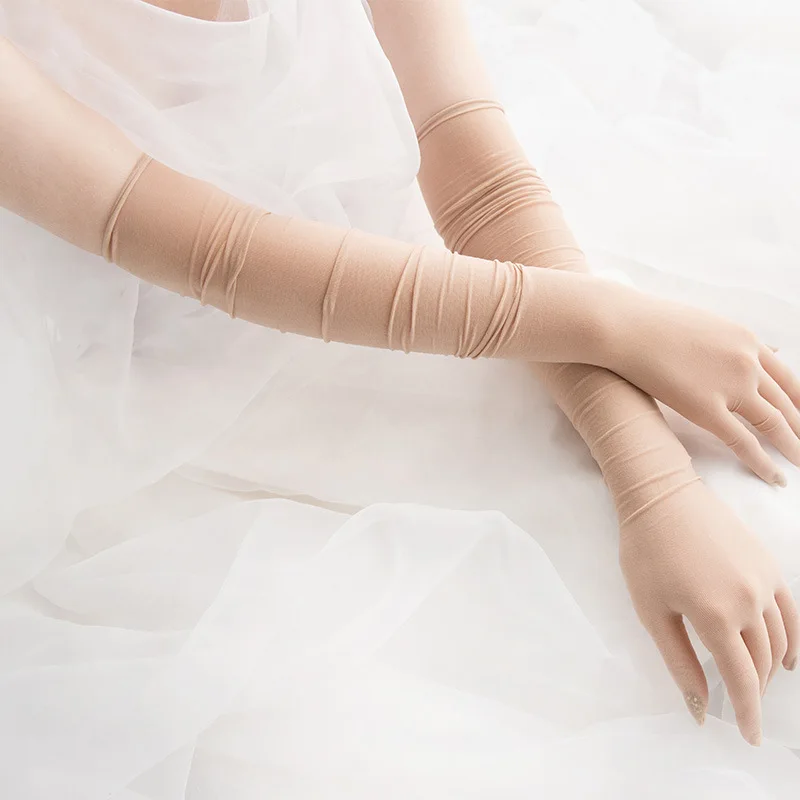 Summer sexy long stretchy sheer lace gg wedding bride girl bridal tulle hand gloves for women