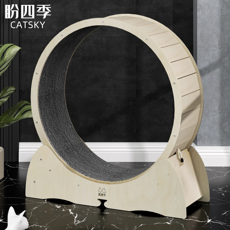 OEM ODM Factory Wooden Pet Tread Exercise Running Wheel Interactive Anti-depression Pure Cats Sustainable Cat Fun Treadmill