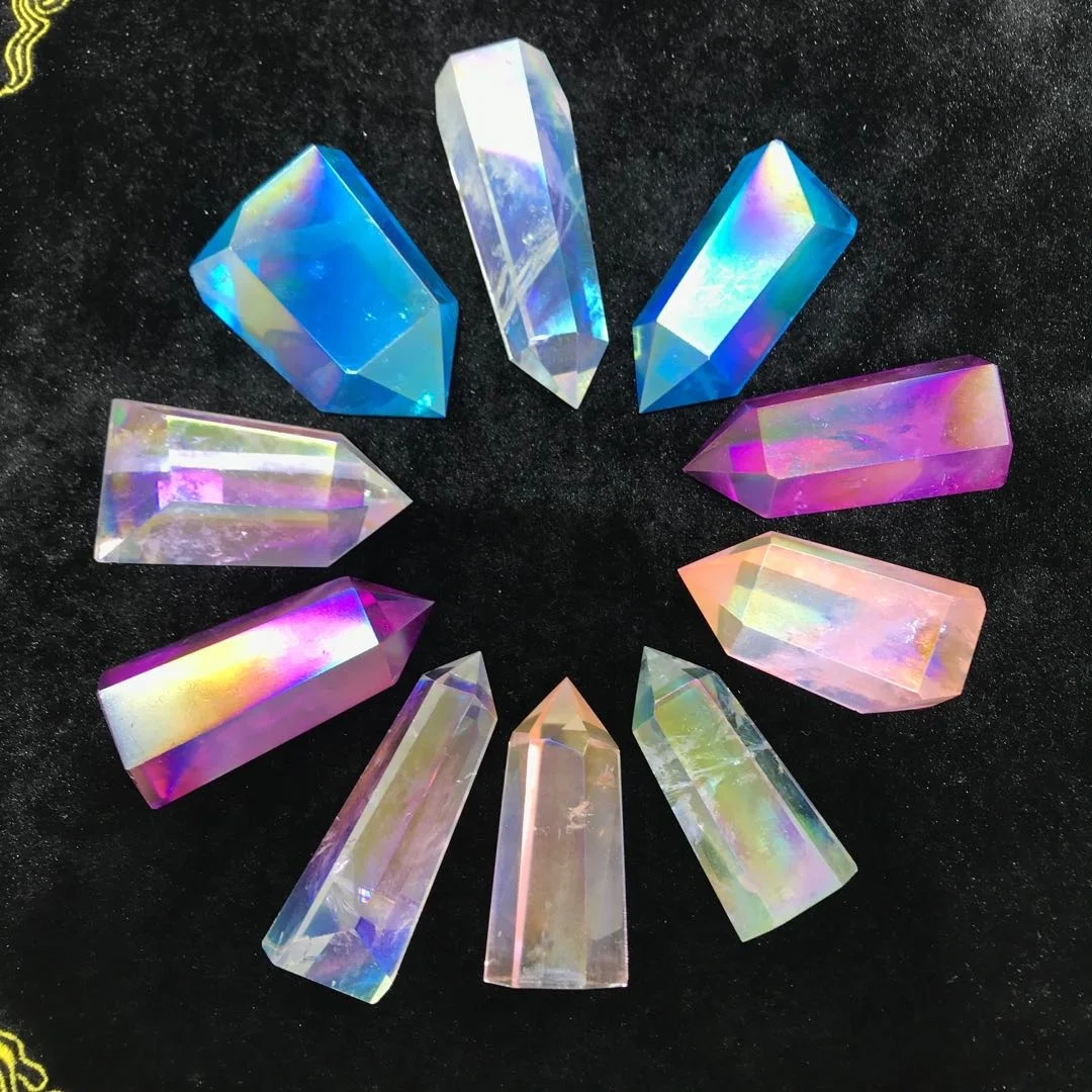 Хит продаж природный хрустальный камень Angel Aura кварцевый кристалл точечные титановые восстанавливающие башни