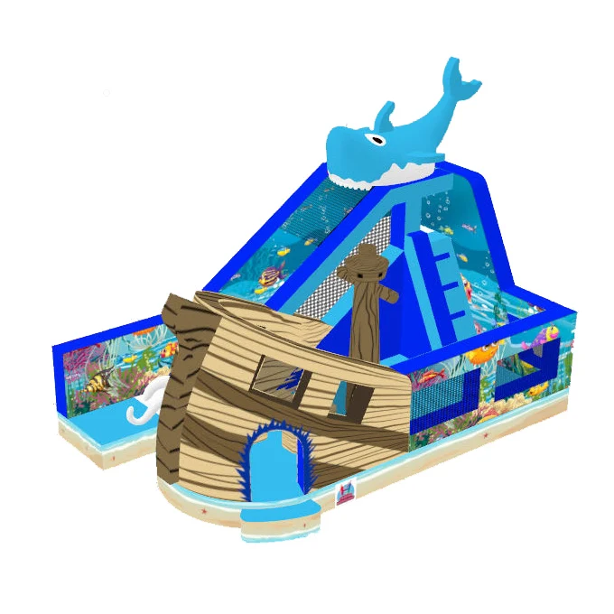 Kids Multi-play Inflatable Pirate Ship Large Pirate Boat With Obstacles And Slide for Party Rental