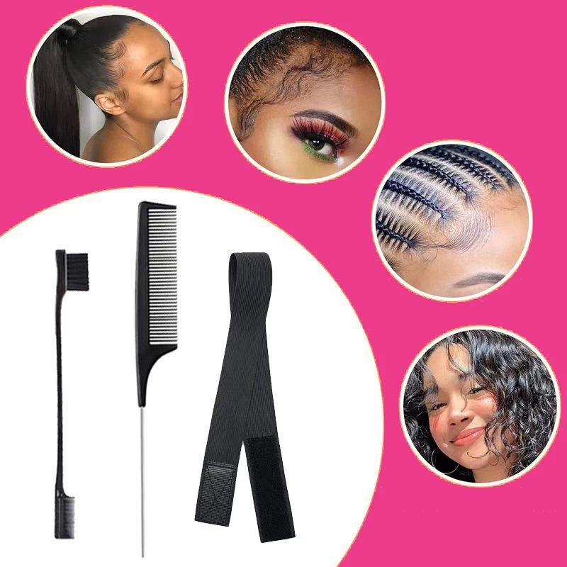 Strong Hold Non Flaking Organic Shine Jam Braiding Edge Control And Brush Set