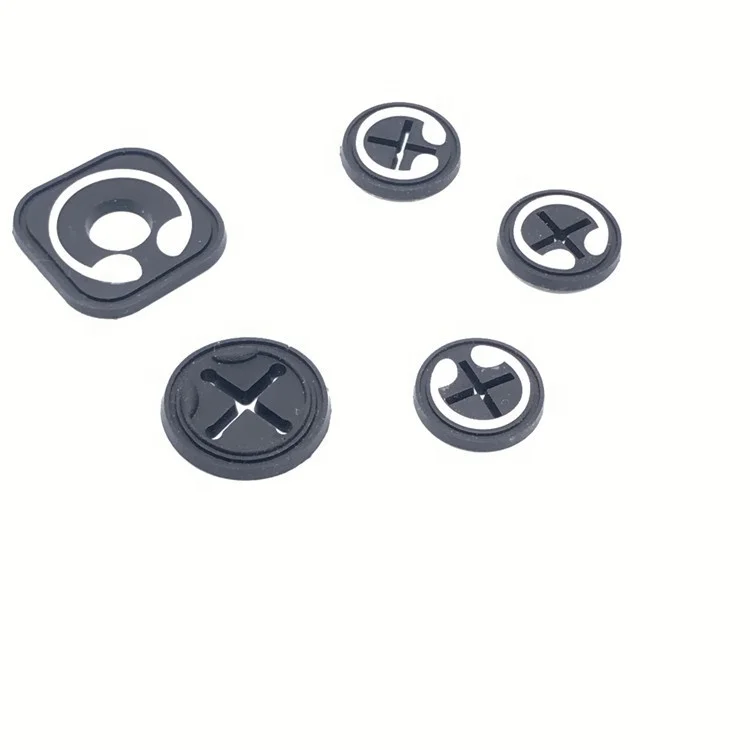 3D Round White and Black Sew on Cross Hole Label Rubber Soft PVC Earphone Hole Silicone heat transfer label for garments