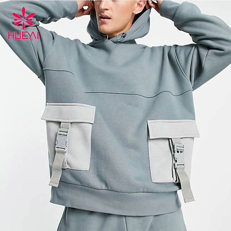 Custom Logo Cargo Pocket Cotton Boys 2 Piece Joggers set Thick Men Sweatsuit track suit for men