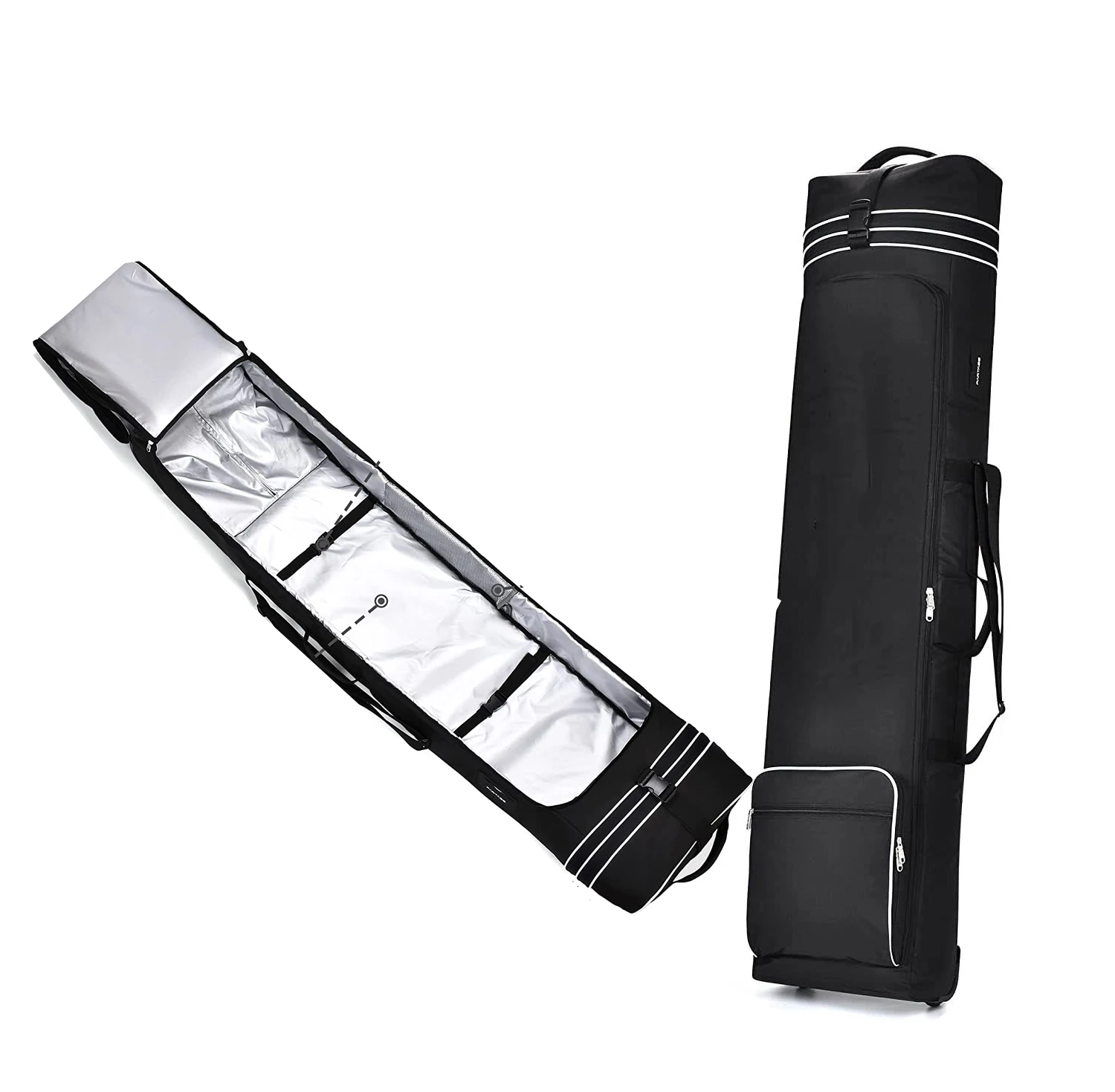 Factory Customized Rolling Double Padded Snowboard Ski Duffel Carry Bag Padded Ski Snowboard Bag with Wheels for Air Travel