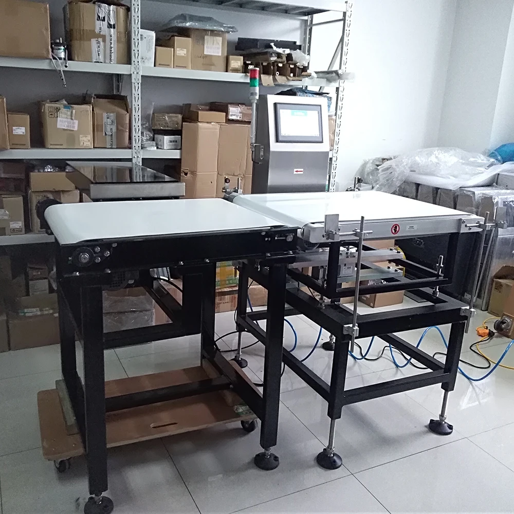 Online weighing scale seafood conveyor check weigher machine factory for case