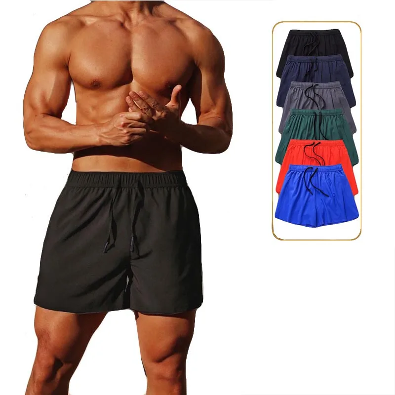 Blank Custom Logo Beach Shorts Swim Trunks Mesh Athletic Workout Sport Shorts Jogger Mens Running Gym Shorts Men 2 In 1