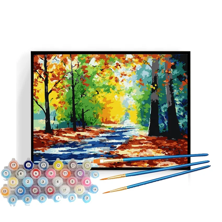 factory direct selling autumn paint natural scenery design diy oil painting by numbers for home decor, wall decoration no. paint