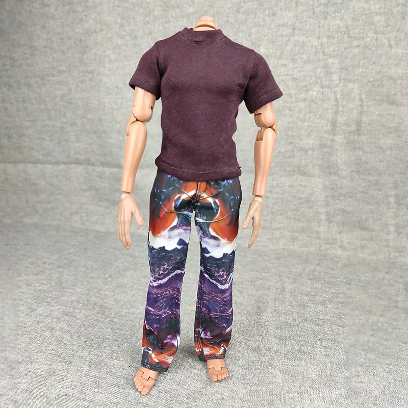 (fit size + over size)fashionable 30 cm 12 inch 1/6 male doll clothes pure color plain T-shirt clothes for 1/6 scale male dolls
