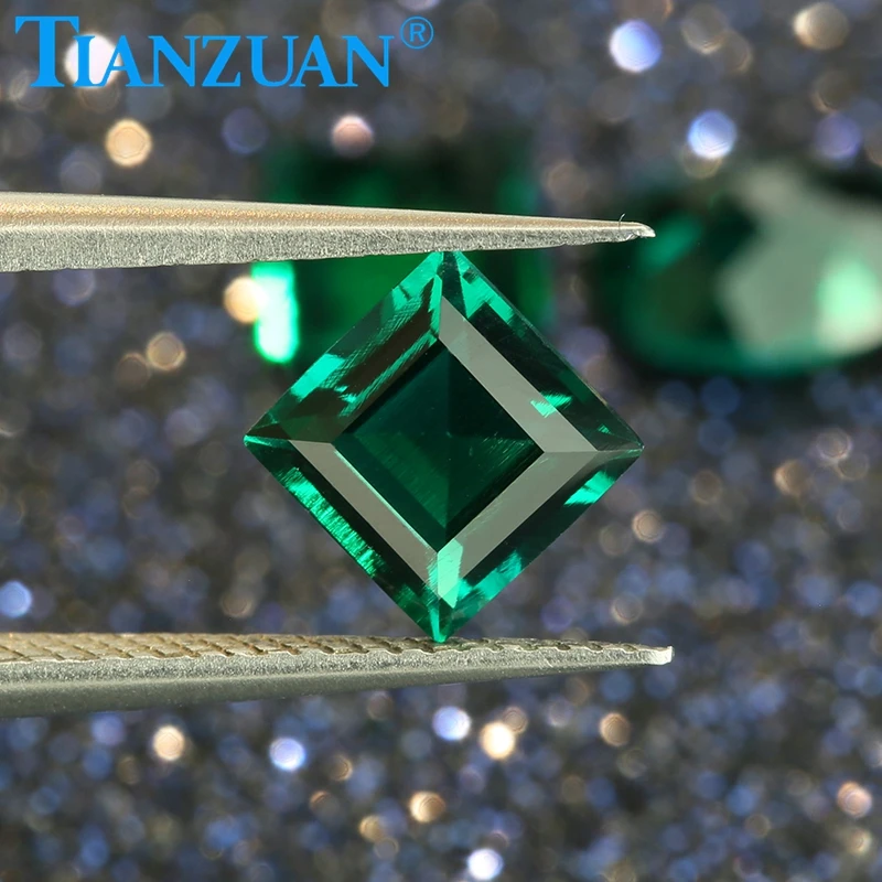 High quality Natural Gemstone Hydrothermal Emerald Stone Princess Cut Square