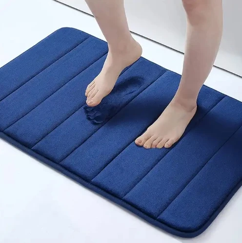 Super Water Absorption Foldable Memory Foam Bath Mat Rug Gray Bathroom non slip shower mat