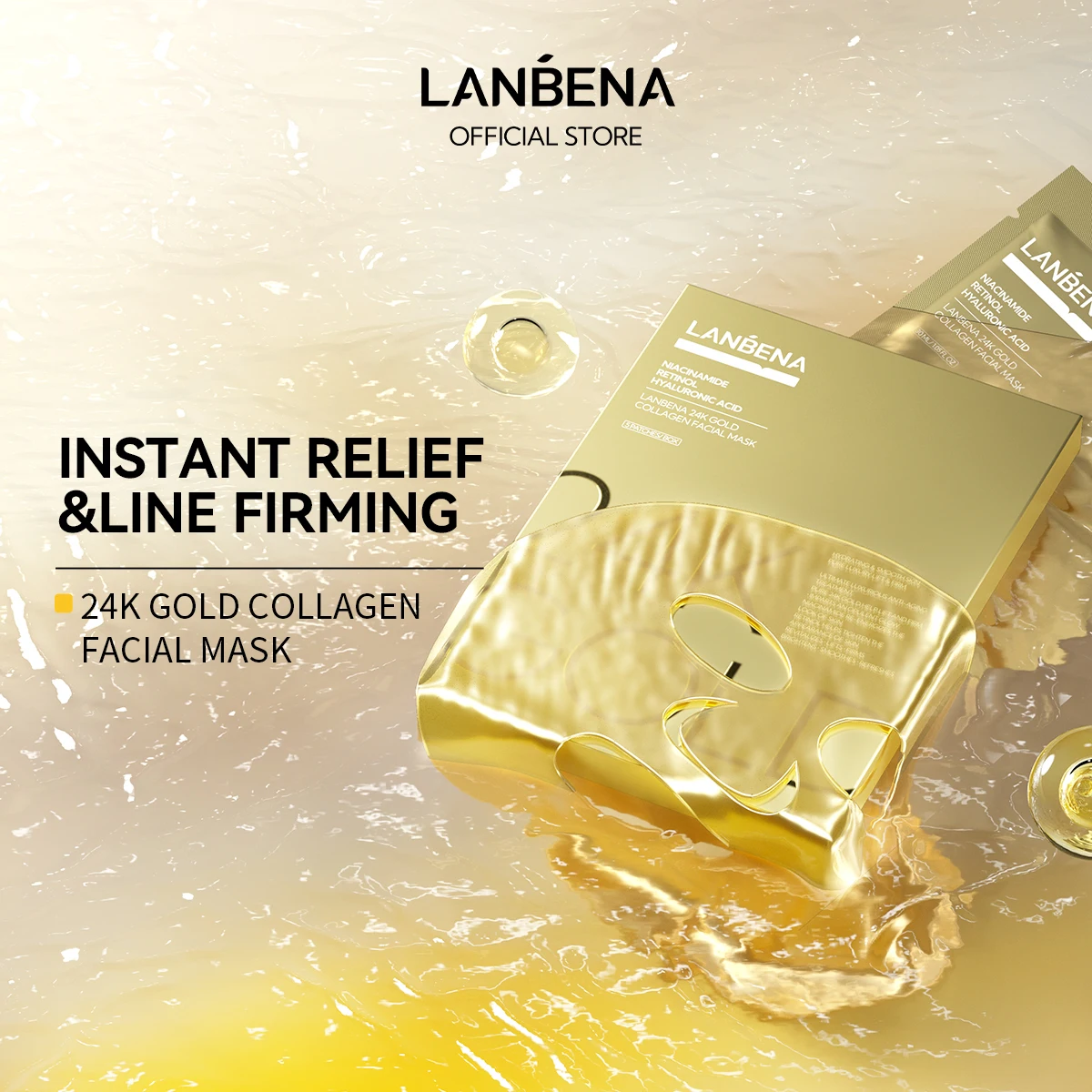 Lanbena private label cosmetics 24K Gold collagen facial mask for women Deep Cleansing Face Mask
