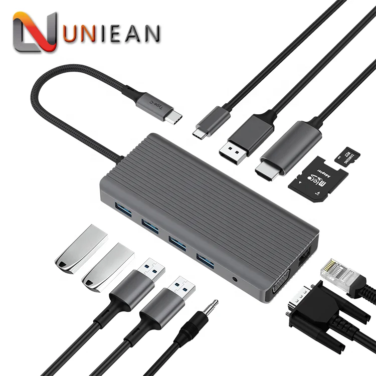 Док-станция для компьютера Displayport 12 в 1 USB 3 3,1 Тип C док-станция RJ45 USB порт концентратор