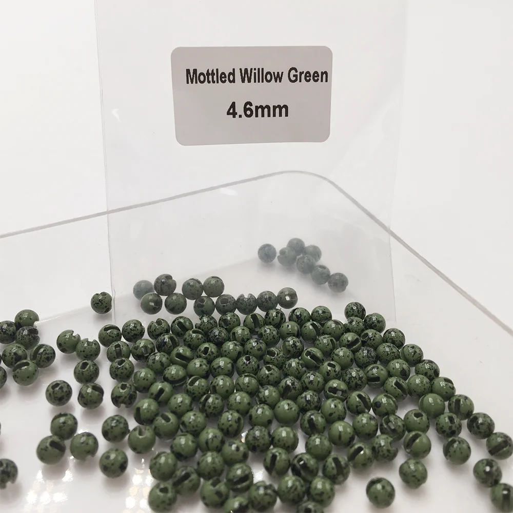 Mottled White Black Green Tan10pcs a bag Fly Tying Materials Tungsten Mottled Beads Cyclops Slotted fot Nymph flies