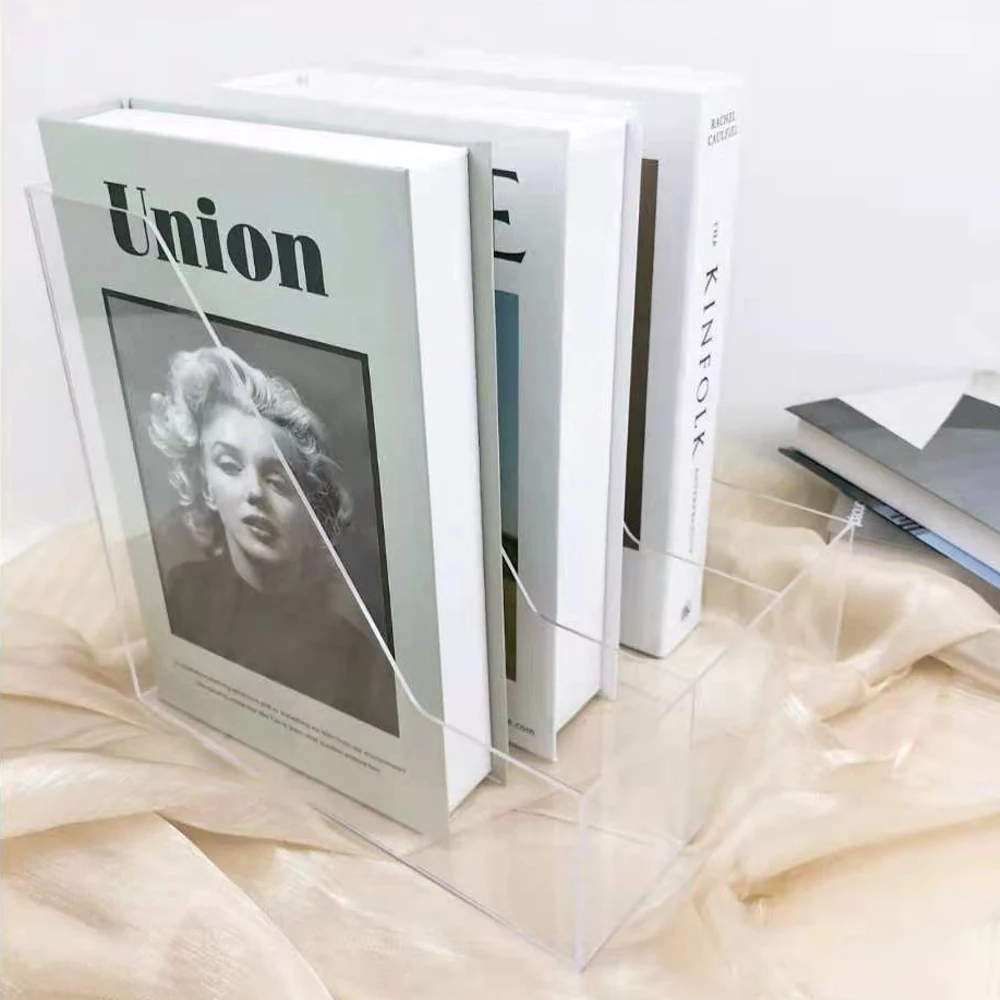 Transparent office file storage rack Acrylic partition bookshelf Desktop data storage rack