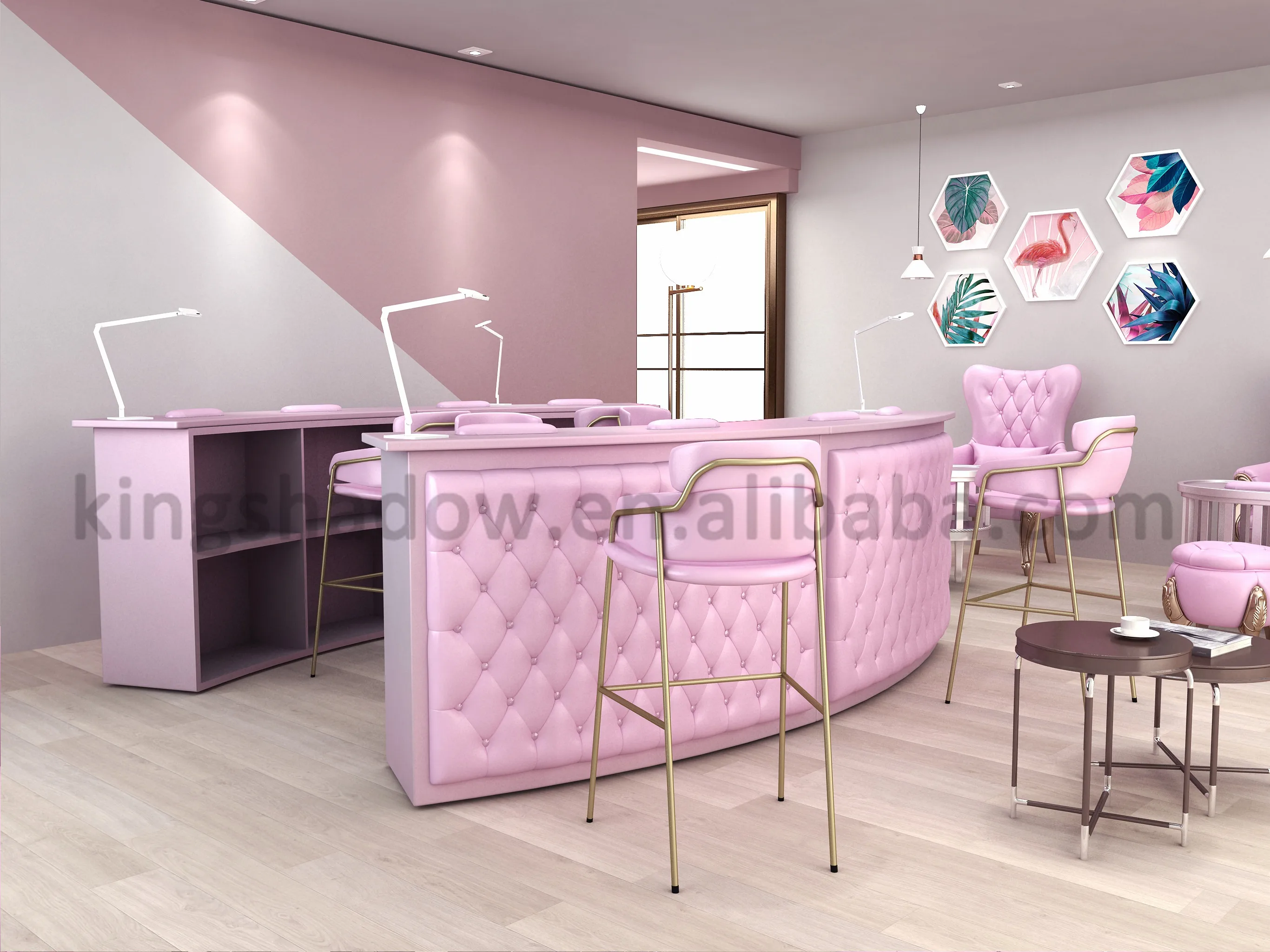 Оптовая продажа оборудование для ногтей современный стол розовый Маникюрный Стол и Стулья
