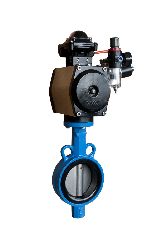 
Hot selling ductile iron Wafer butterfly valve with pneumatic actuator 