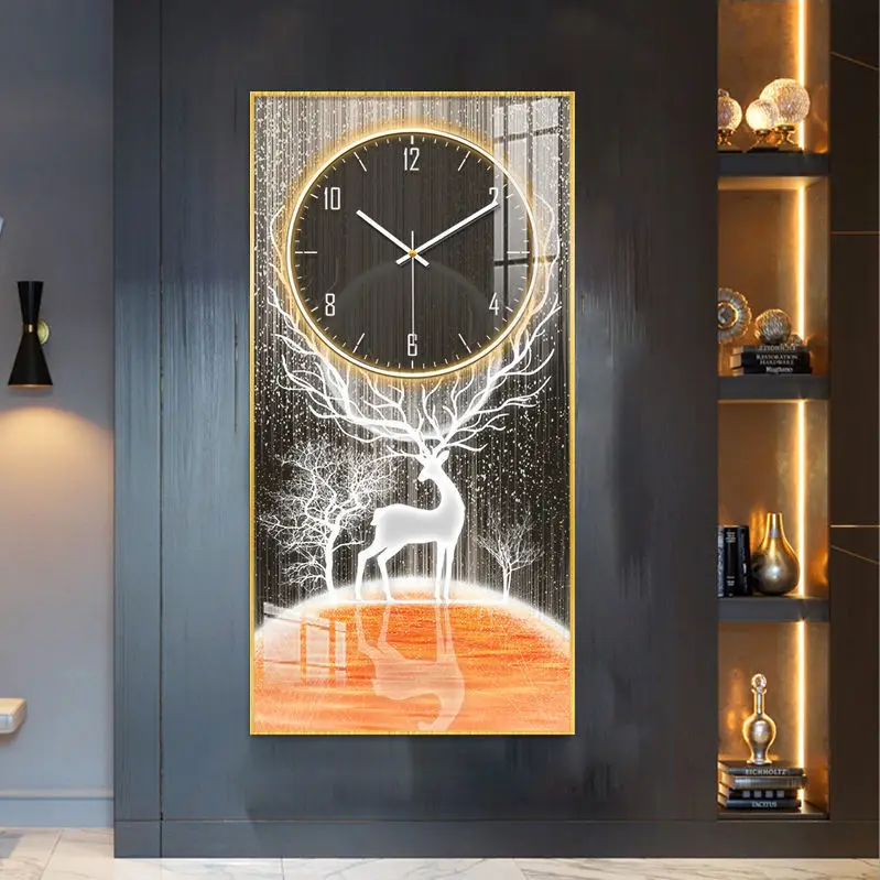 Nordic luxury wall clock fashion modern Crystal porcelain Glass abstract wall art decor modern home