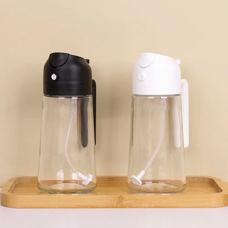 Kitchen Manual multi functional transparent hand pump 470ml fex-spout oiler bottle dropper oiler can