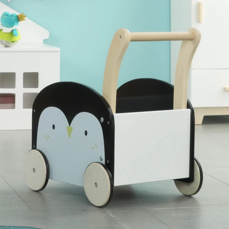 Children 2-in-1 Baby Learning Walker Wooden Strollers Doll Pram Baby Walker Wooden Push Learning Walker