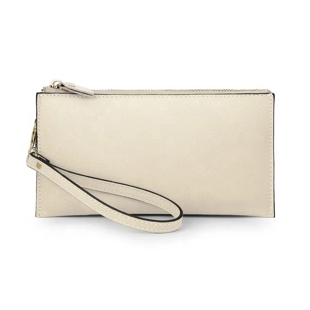 Fashion designer multi function compartments RFID wallet wristlet clutch bag white real saffiano leather clutch bags for women