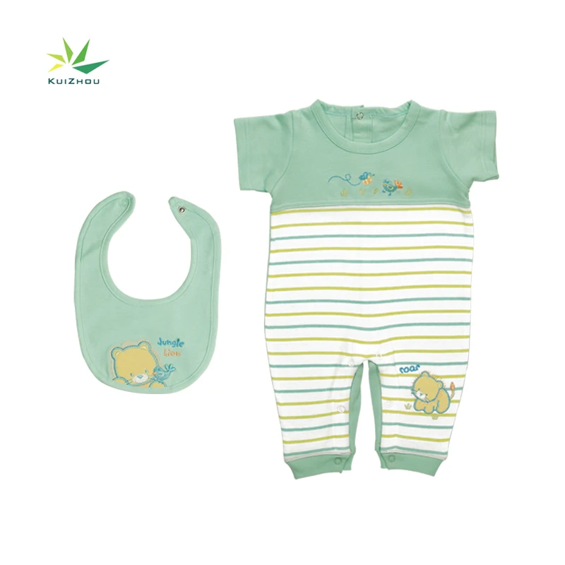 
Good Quality Summer Baby Boy Girl Bib Romper Clothes 2pcs Sets Newborn Organic Cotton Babies Clothing 