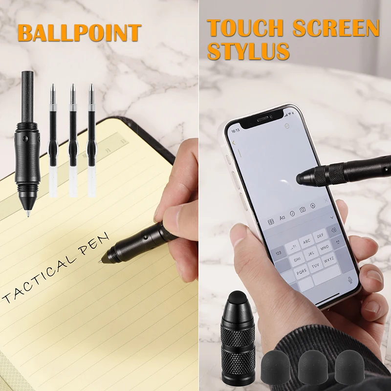 Amazon Hot Sale New Product Custom Metal Multifunction Self Defense Tactical Ball pen touch screen pen