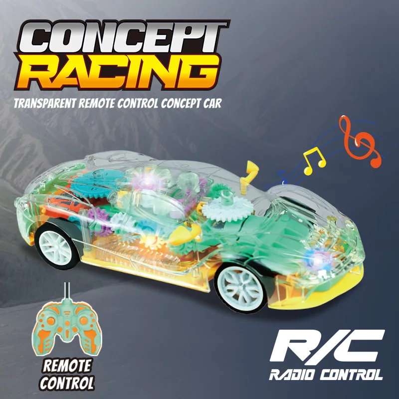 Transparency Remote Control l Four Clear Benzene Tooth Car Child  Four-wheel Auto Motor  Toys
