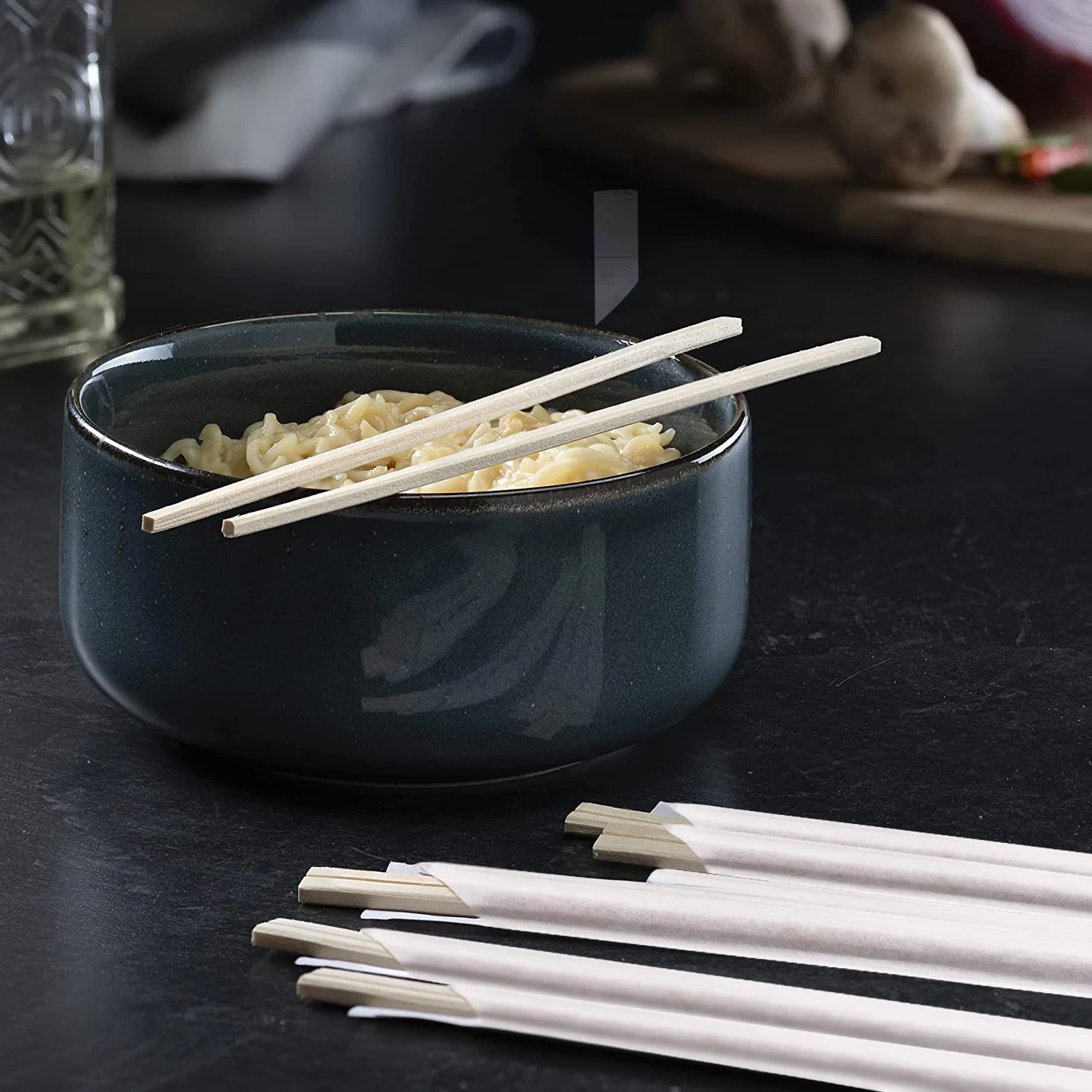 Disposable Bamboo Wooden Cooking Chopsticks Individually Wrapped Connected Chopsticks with Paper Sleeve