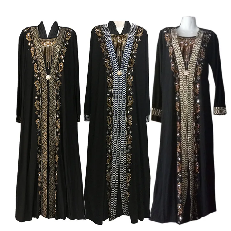 2023 Abaya Dubai оптовая продажа Исламская одежда Черное женское мусульманское платье со
