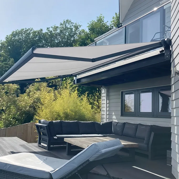 Outdoor Aluminum Sunshade Automatic Retractable Side Motorized Awnings Customized Full Cassette Retractable Awning