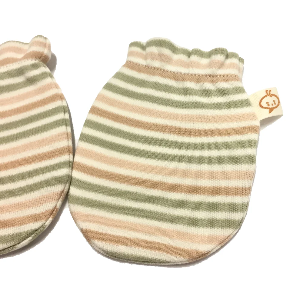 Babymio Protect Newborn Infant Mittens Cute striated Fingerless baby mittens kids cotton newborn gloves