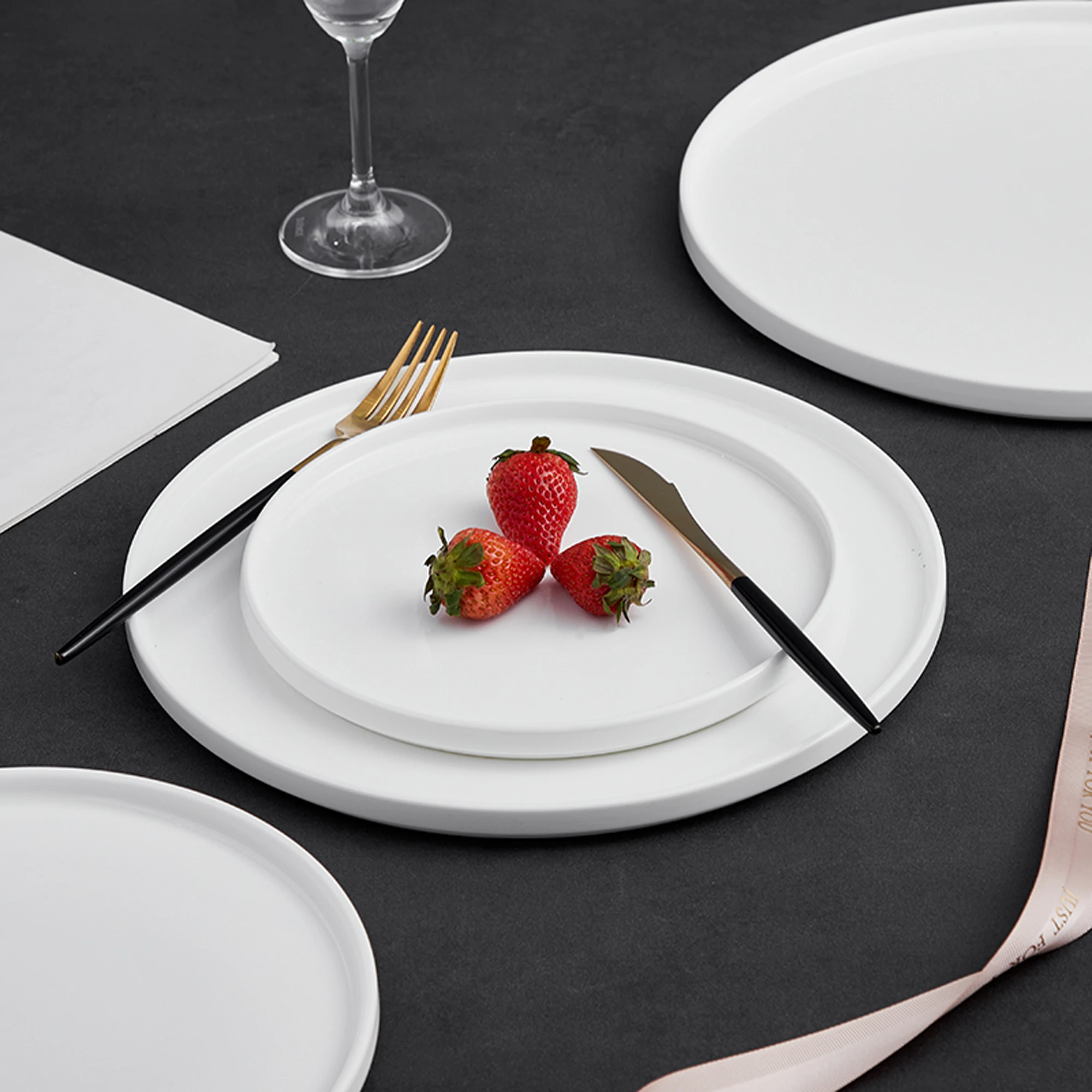 PITO Bohemian Ceramic White Bone China Dinner Plate Dish Tableware Restaurant Serving porcelain Plates White  Dish Set