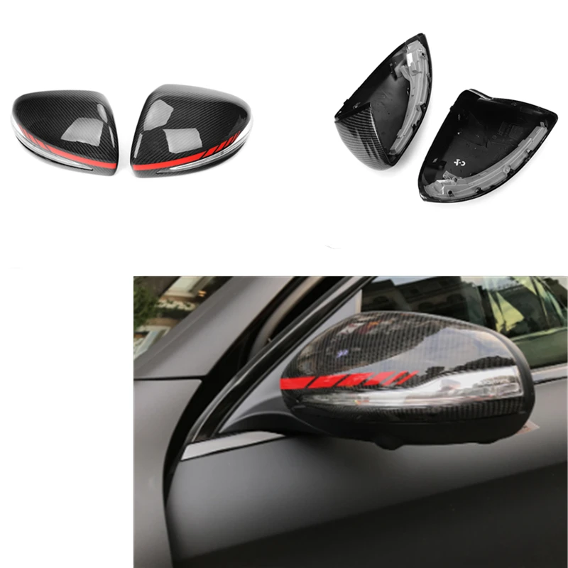 Nice fitment carbon fiber OEM style LHD for Mercedes Benz C Class W205 2/E Class W213/S Class W222/GLC mirror cover with light