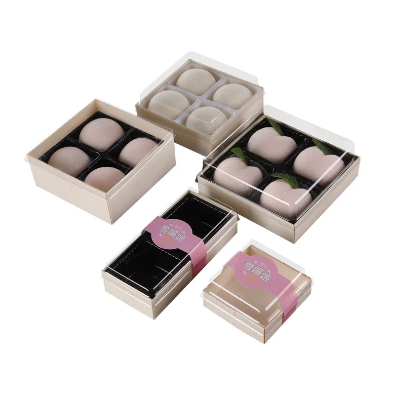 Disposable 2/3/4 Grids Wooden Food Cheese Cake Packaging Box Wooden Baking Packaging Box Natural Poplar Disposable Food Box