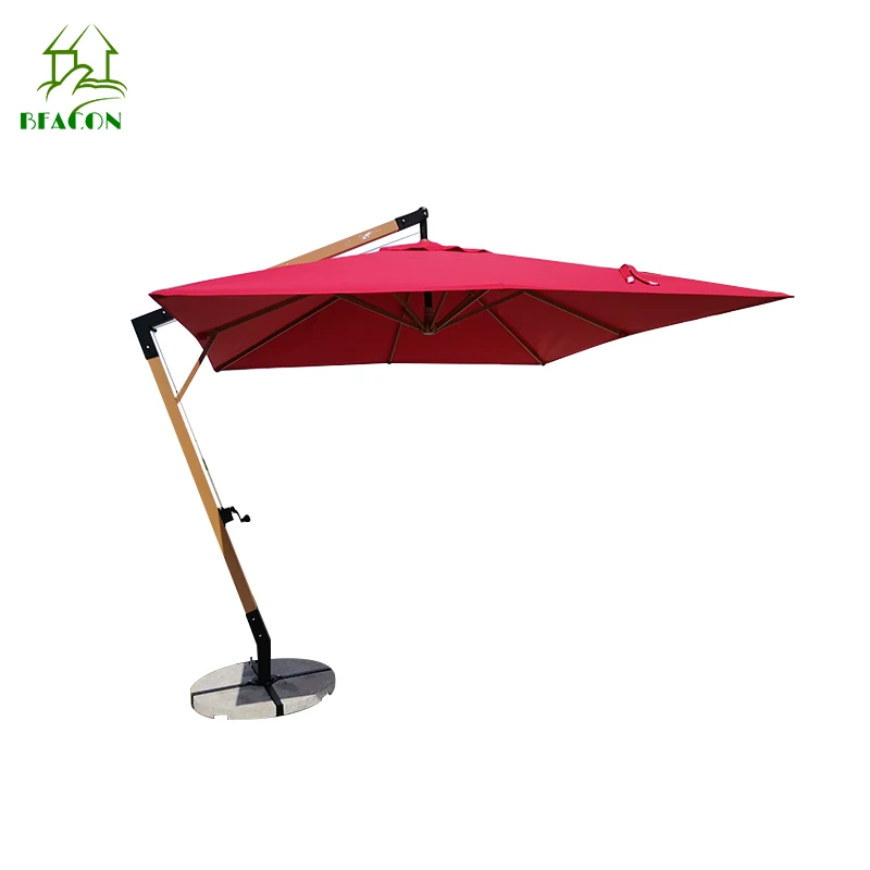 Outdoor heavy duty large cantilever patio umbrella commercial side pole aluminium square garden umbrellas and bases