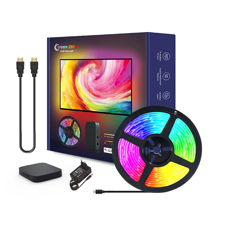 Online Store Supplier Custom Inch Synced Smart Rgb Magic Color Led Strip Ambilight Tv Backlight with Hdmi Sync Box