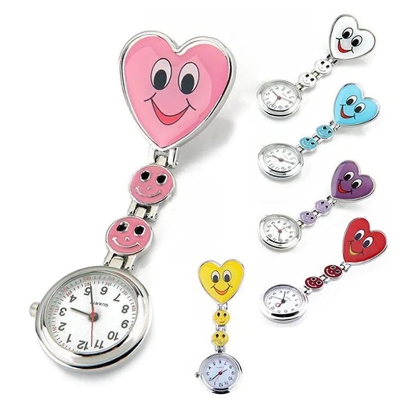 Wholesaler Fashion Women Lady Cute Love Heart Quartz Pocket Watch For Girls Gift Fob Brooch Nurse Watch