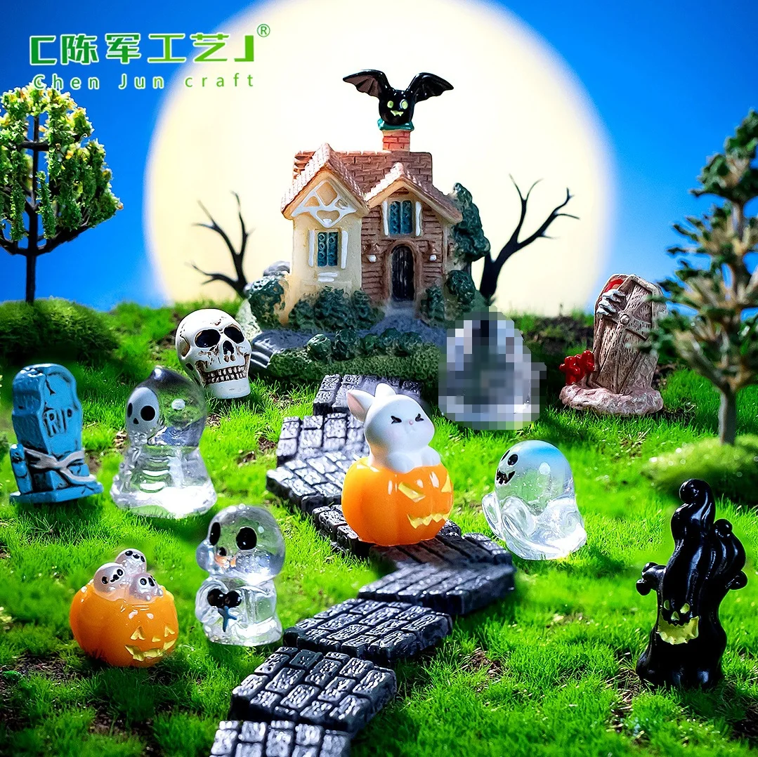 Foreign trade landscape Halloween crystal ball decoration accessories no face monster ghost pumpkin resin trinket