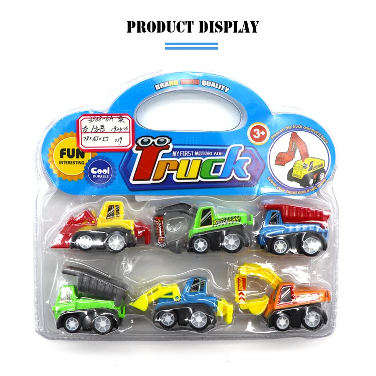 Kids educational toys small pull back car toy trucks cheap plastic construction truck toy