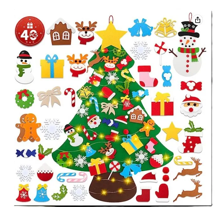 Felt Christmas Tree Set for Kids with 5m Led String Light Hanging DIY Christmas Tree with 40  Detachable Ornaments