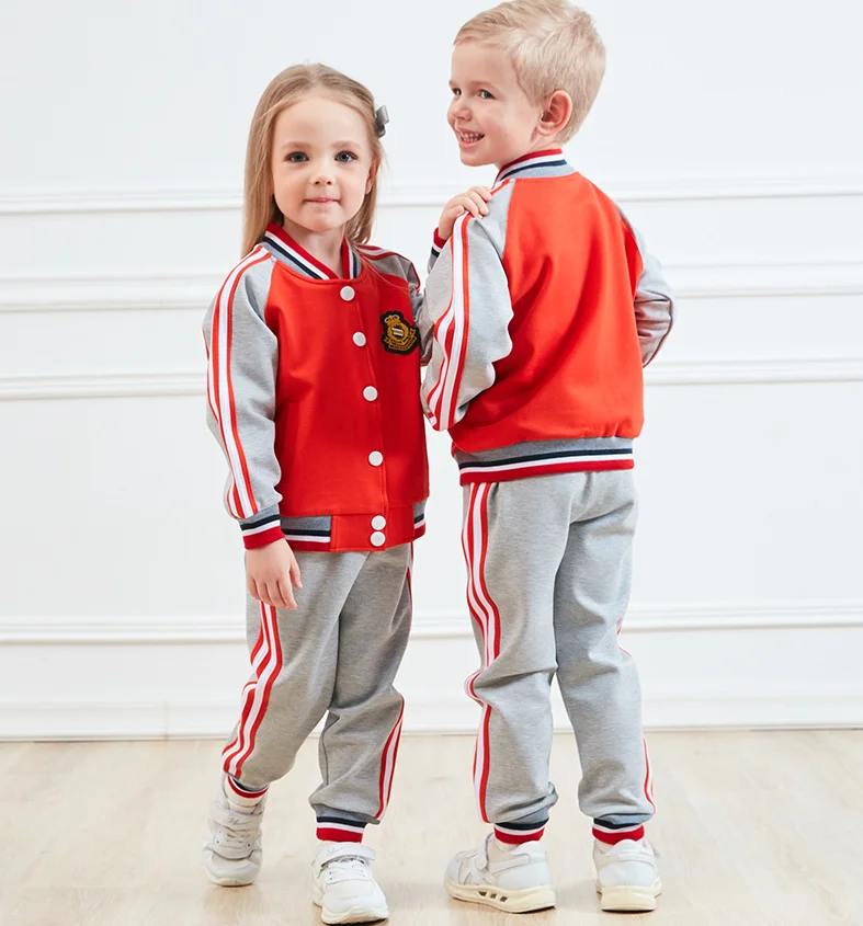 
Spring Latest Design Primary School Kids Uniform Sports Suit For Kindergarten 